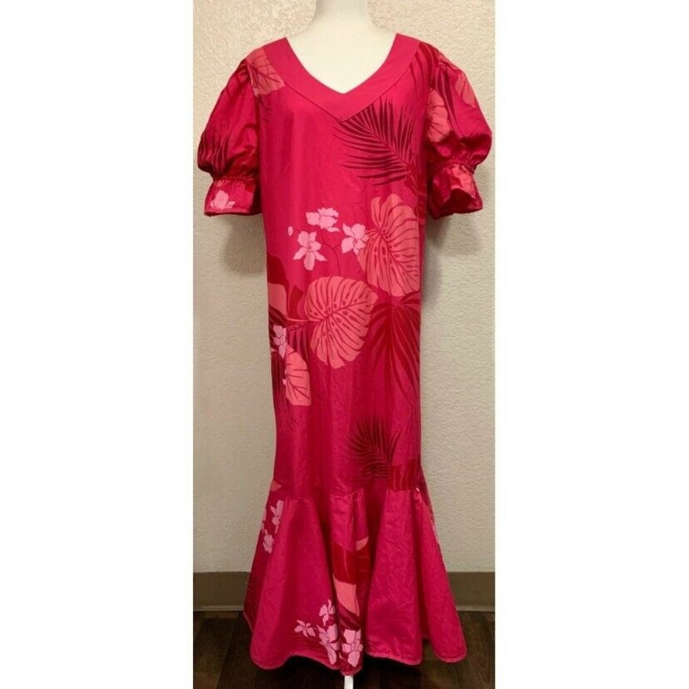 Rainbow Hawaii Vintage 80s Pink Floral Maxi Muumuu Dress